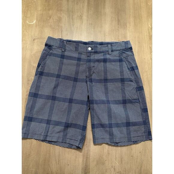 lululemon athletica Other - Lululemon Shorts Mens 36 Kahuna Golf Short Blue White Check Plaid Pockets